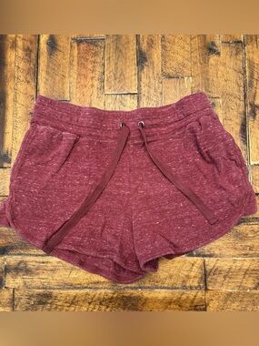 Athletic Works Maroon Knit Drawstring Athletic Shorts